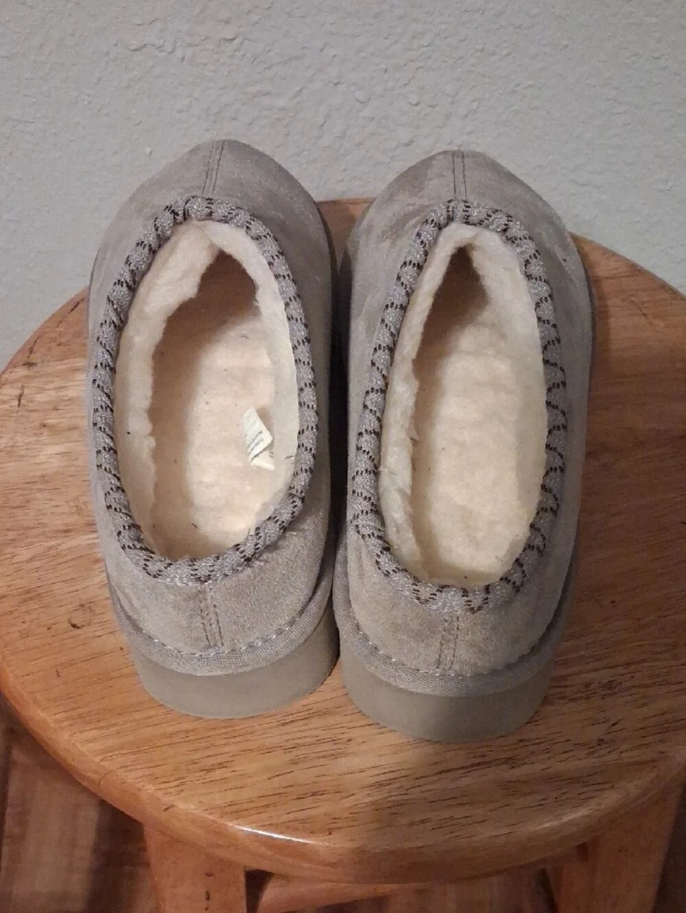 Kids Cozy Slip-On Suede-Look Slippers in Light Taupe